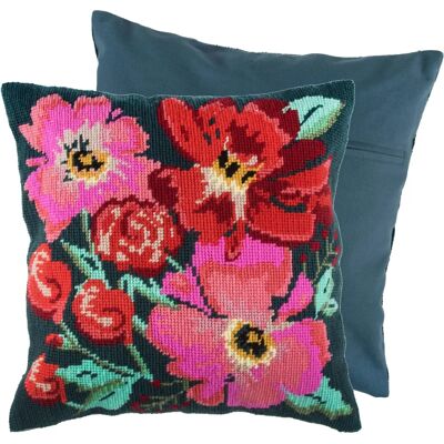 Trimits Brand Model Floral - Cross Stitch Cushion Kit Trimits Brand Model Floral - Cross Stitch Cushion Kit