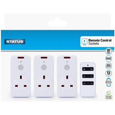 Status Remote Control Sockets - Set of 3 - White Status Remote Control Sockets - Set of 3 - White
