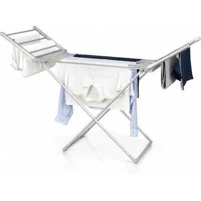 Status Status Portable Clothes Airer with Wings - 220w - 18 Heated Bars - Silver - Clothes Airer Status Status Portable Clothes Airer with Wings - 220w - 18 Heated Bars - Silver - Clothes Airer