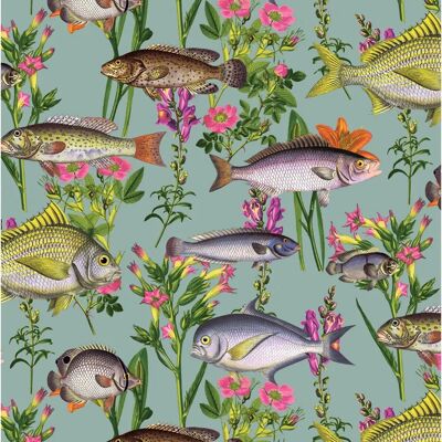 Holden Decor Lagoon Fish Teal Wallpaper - 12171 Holden Decor Lagoon Fish Teal Wallpaper - 12171