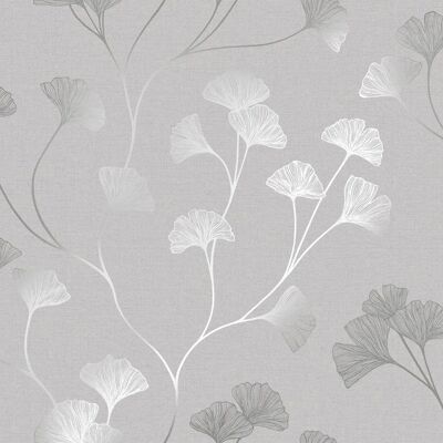 Holden Decor Papier Peint Floral Gris / Argent - Papier - Publicité Holden Decor Papier Peint Floral Gris / Argent - Papier - Publicité