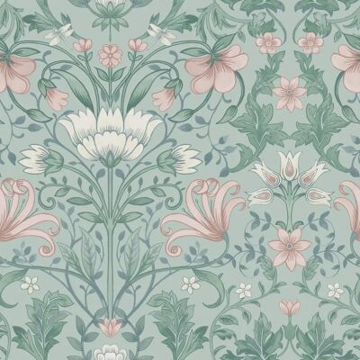Holden Decor Papier Peint Floral Vintage Teal Doux - Publicité Holden Decor Papier Peint Floral Vintage Teal Doux - Publicité