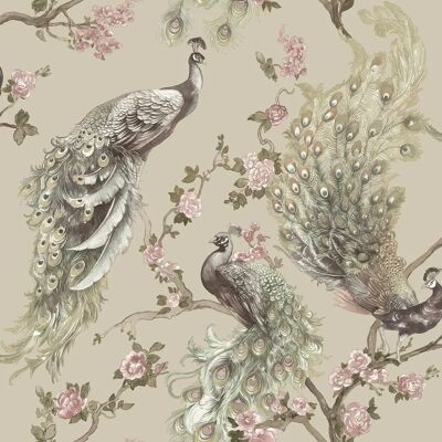 Holden Decor Menali Papier Peacocks Beige - Papier - Publicité Holden Decor Menali Papier Peacocks Beige - Papier - Publicité