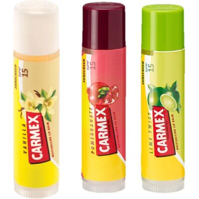 Carmex - Vanilla Lime Pomegranate - 3-Pieces - Mixed Pack - Lip Balm Carmex - Vanilla Lime Pomegranate - 3-Pieces - Mixed Pack - Lip Balm