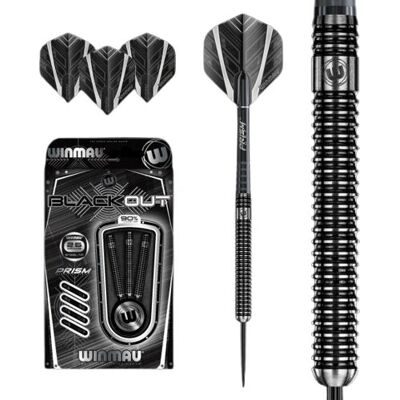 Winmau Blackout Tungsten Darts - 26g, Black, Straight Barrel - Darts Winmau Blackout Tungsten Darts - 26g, Black, Straight Barrel - Darts