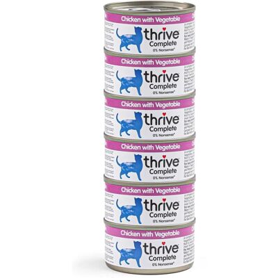 Nourriture complète pour chats thrive - Poulet, Légumes, 6x75g Nourriture complète pour chats thrive - Poulet, Légumes, 6x75g