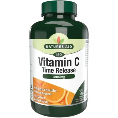 Natures Aid Vitamin C 1000mg Time Release - Vegan, 180 Tablets Natures Aid Vitamin C 1000mg Time Release - Vegan, 180 Tablets