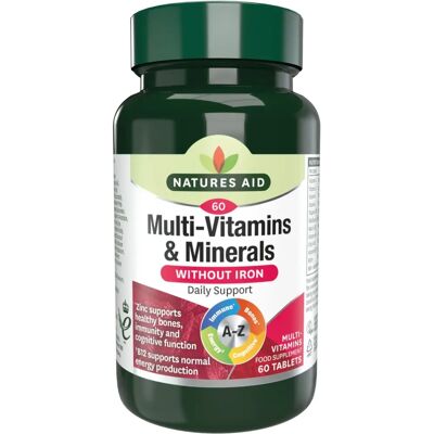Natures Aid Multi-Vitamins & Minerals Without Iron - 60 Tablets Natures Aid Multi-Vitamins & Minerals Without Iron - 60 Tablets