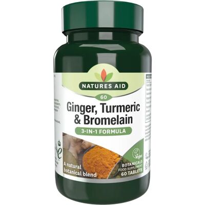 Natures Aid Ginger, Turmeric & Bromelain 60 Tablets - Supplement Natures Aid Ginger, Turmeric & Bromelain 60 Tablets - Supplement
