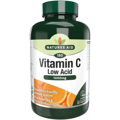 Natures Aid Vitamin C 1000mg Low Acid - 180 Tablets Natures Aid Vitamin C 1000mg Low Acid - 180 Tablets