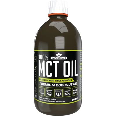 Natures Aid MCT Oil - 500ml - Vegan, Unflavored, Coconut Natures Aid MCT Oil - 500ml - Vegan, Unflavored, Coconut