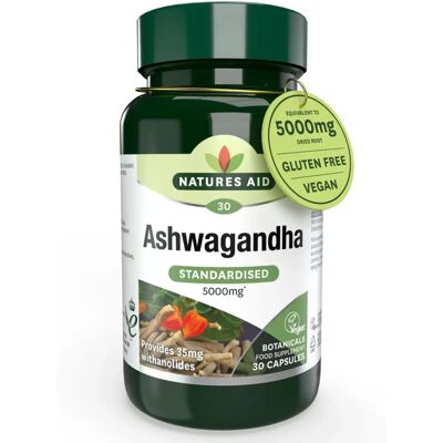Natures Aid Ashwagandha 5000mg - Vegan Capsules - Stress & Sleep Support Natures Aid Ashwagandha 5000mg - Vegan Capsules - Stress & Sleep Support