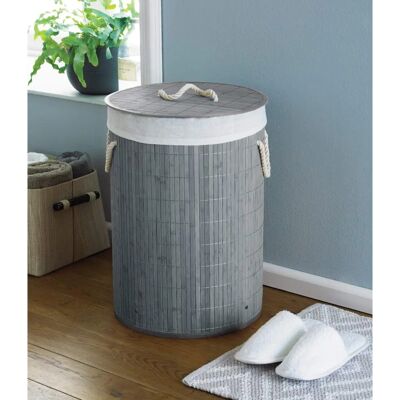 Country Club Round Bamboo Laundry Basket - Handles, Foldable - Laundry Basket Country Club Round Bamboo Laundry Basket - Handles, Foldable - Laundry Basket