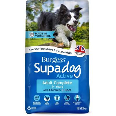 Burgess Supadog Adult Active/Working Dog Food Chicken and Beef - 12.5kg Burgess Supadog Adult Active/Working Dog Food Chicken and Beef - 12.5kg