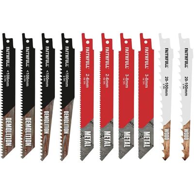 Faithfull - Sabre Saw Blade Set, 10 Piece - Saw Blade Set Faithfull - Sabre Saw Blade Set, 10 Piece - Saw Blade Set