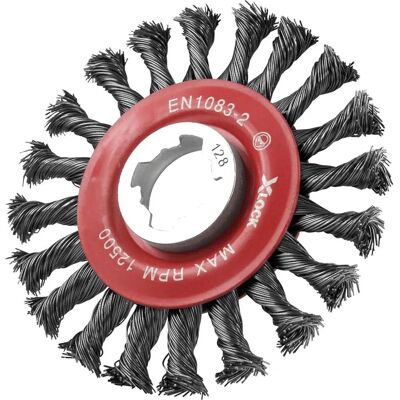 Faithfull X-LOCK Conical Wire Brush - 115mm, Steel, M14x2 Faithfull X-LOCK Conical Wire Brush - 115mm, Steel, M14x2
