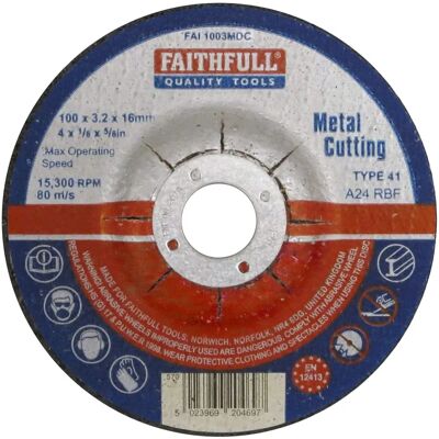 Faithfull Faithfull FAI1003MDC Disque de coupe pour métal - Centre déprimé Faithfull Faithfull FAI1003MDC Disque de coupe pour métal - Centre déprimé