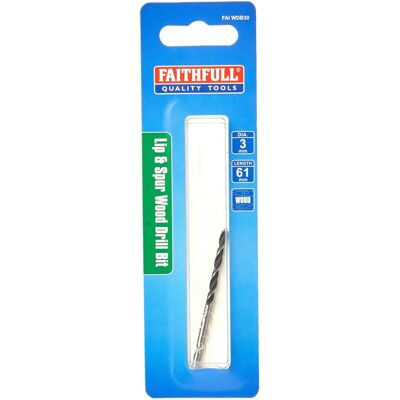 Faithfull FAIWDB30 Lip & Spur Wood Drill Bit - 3mm Faithfull FAIWDB30 Lip & Spur Wood Drill Bit - 3mm