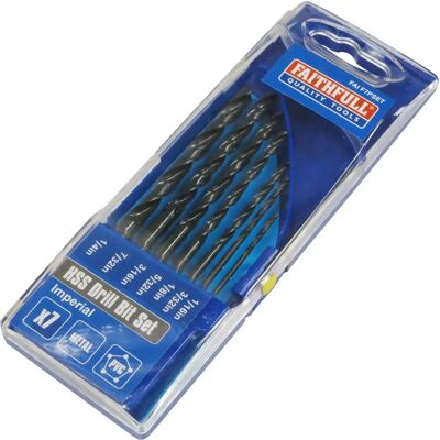 Faithfull Model HSS Drill Bits Set - 7 Sizes - Metal & Wood Faithfull Model HSS Drill Bits Set - 7 Sizes - Metal & Wood