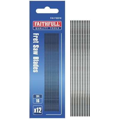 Faithfull Faithfull Fret Saw Blades - 130mm, 16tpi, Pack of 12 Faithfull Faithfull Fret Saw Blades - 130mm, 16tpi, Pack of 12