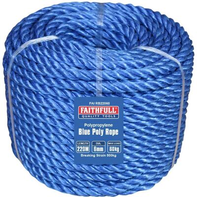 Corda de poliéster azul Faithfull - 6mm x 220m - Corda Corda de poliéster azul Faithfull - 6mm x 220m - Corda