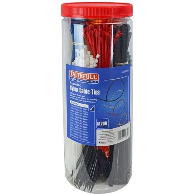 Faithfull FAICT1200 Bridas - Pack de 1200 en varias tallas y colores Faithfull FAICT1200 Bridas - Pack de 1200 en varias tallas y colores