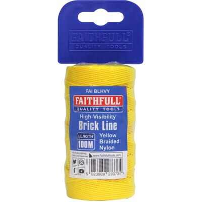 Faithfull Gele Hi Vis Nylon Baksteenlijn - Lijn Faithfull Gele Hi Vis Nylon Baksteenlijn - Lijn