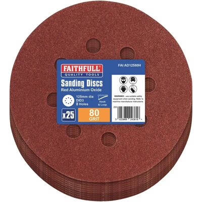 Faithfull FAIAD12580H Hook & Loop Sanding Disc - Orbital - 125mm Faithfull FAIAD12580H Hook & Loop Sanding Disc - Orbital - 125mm