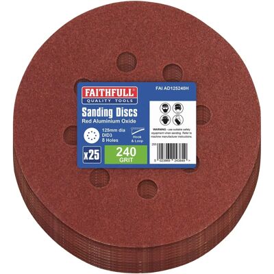 Faithfull FAIAD125240H Aluminium Oxide Sanding Disc - 125mm Holed - 240g Faithfull FAIAD125240H Aluminium Oxide Sanding Disc - 125mm Holed - 240g