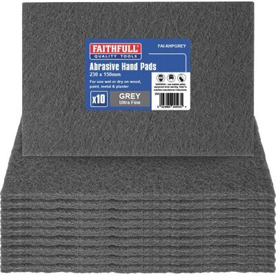 Faithfull Pad de Lixamento Cinza Ultra Fino - 230x150mm - Pack de 10 Faithfull Pad de Lixamento Cinza Ultra Fino - 230x150mm - Pack de 10