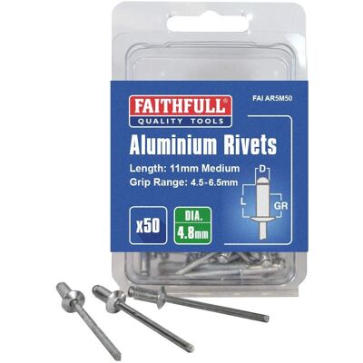 Faithfull Aluminium Rivit 4,8mm x 11mm Verpakking 50 - Rivit Faithfull Aluminium Rivit 4,8mm x 11mm Verpakking 50 - Rivit