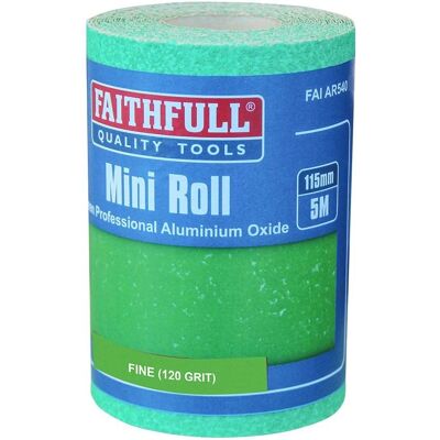 Faithfull Green Aluminium Oxide Sanding Paper Roll - 115mm x 5m - Fine 120 G Faithfull Green Aluminium Oxide Sanding Paper Roll - 115mm x 5m - Fine 120 G