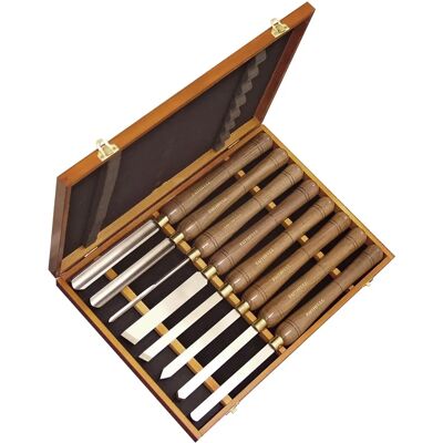 Faithfull Power Faithfull FAIWCTSET8B Set van HSS draaibankbeitels in houten doos 8 stuks Faithfull Power Faithfull FAIWCTSET8B Set van HSS draaibankbeitels in houten doos 8 stuks
