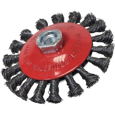 Faithfull Conical Wire Brush - 100mm, M10 x 1.5, Steel Wire - Wire Brush for Rust & Scale Removal Faithfull Conical Wire Brush - 100mm, M10 x 1.5, Steel Wire - Wire Brush for Rust & Scale Removal