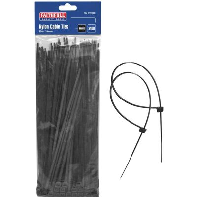 Faithfull Black Cable Ties 200mm - Cable Ties - Faithfull Faithfull Black Cable Ties 200mm - Cable Ties - Faithfull
