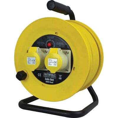Bobine de câble Faithfull Power Plus - 50m, 16A, 110V, Acier - Publicité Bobine de câble Faithfull Power Plus - 50m, 16A, 110V, Acier - Publicité