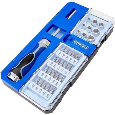 Faithfull FAISDSET33R Set di cacciaviti e bussole a cricchetto - 33 pezzi Faithfull FAISDSET33R Set di cacciaviti e bussole a cricchetto - 33 pezzi