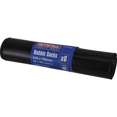 Sacs à décombres noirs Faithfull FAIBAGRS6 - 40L, Pack de 6 - Publicité Sacs à décombres noirs Faithfull FAIBAGRS6 - 40L, Pack de 6 - Publicité