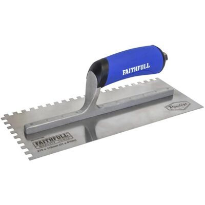 Faithfull Brand Notched Trowel - 275x115mm - Wall & Floor Tile Adhesive Tool Faithfull Brand Notched Trowel - 275x115mm - Wall & Floor Tile Adhesive Tool