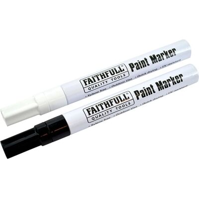 Faithfull Black & White Paint Marker Pen - Paint Marker Pen - Outdoor UV Resistant Faithfull Black & White Paint Marker Pen - Paint Marker Pen - Outdoor UV Resistant