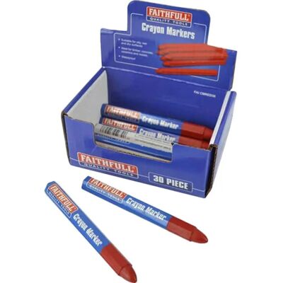 Faithfull Red Crayon Marker - Crayon Marker - Waterproof - Set of 30 Faithfull Red Crayon Marker - Crayon Marker - Waterproof - Set of 30