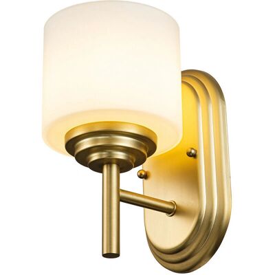 Feiss Malibu Badezimmer-Wandleuchte - Gebürstetes Messing - Opalglas - IP44 Feiss Malibu Badezimmer-Wandleuchte - Gebürstetes Messing - Opalglas - IP44
