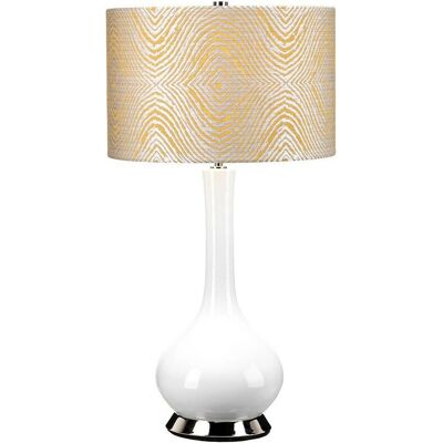 Lampa stołowa Milo - Okrągły klosz, Nikiel, Biały, Żółty Lampa stołowa Milo - Okrągły klosz, Nikiel, Biały, Żółty