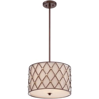 Lampadario a soffitto Brown Lattice, 3 luci, finitura rame Lampadario a soffitto Brown Lattice, 3 luci, finitura rame