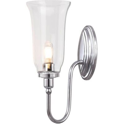 Elstead Blake Einzellicht Badezimmer Wandarmatur - Chrom, Klarglas, 34cm Elstead Blake Einzellicht Badezimmer Wandarmatur - Chrom, Klarglas, 34cm