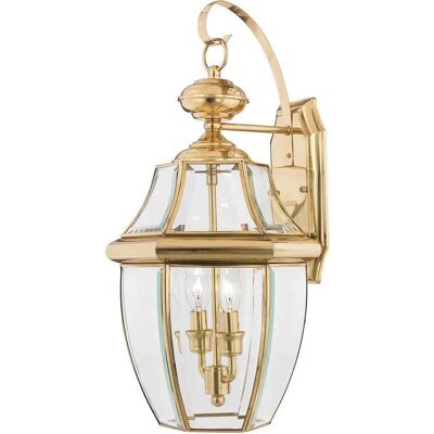 Lampada da Parete Esterna Elstead Newbury Ottone Lucido - Supporto da Parete Lampada da Parete Esterna Elstead Newbury Ottone Lucido - Supporto da Parete