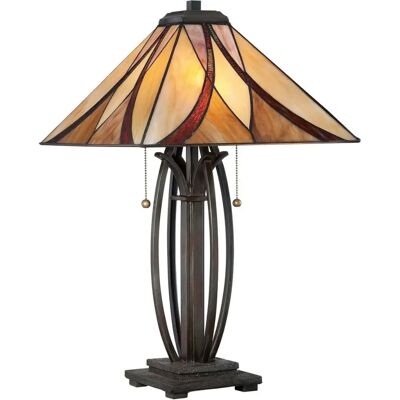Quoizel Asheville 2-Licht Tiffany Bronze Tischlampe Quoizel Asheville 2-Licht Tiffany Bronze Tischlampe