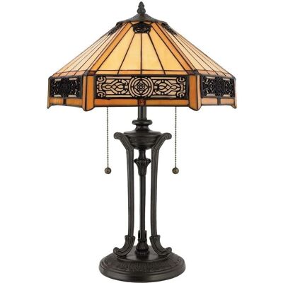 Elstead Quoizel Indus 2 Licht Tischlampe Vintage Bronze Tiffany Elstead Quoizel Indus 2 Licht Tischlampe Vintage Bronze Tiffany