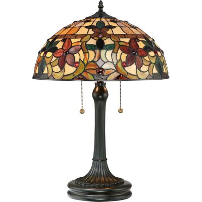 Quoizel Vintage Bronze Tiffany 2-Licht Tischleuchte Quoizel Vintage Bronze Tiffany 2-Licht Tischleuchte