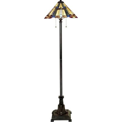 Elstead Quoizel Inglenook 2-Flammiger Stehlampe - Tiffany Glas, Bronze Elstead Quoizel Inglenook 2-Flammiger Stehlampe - Tiffany Glas, Bronze
